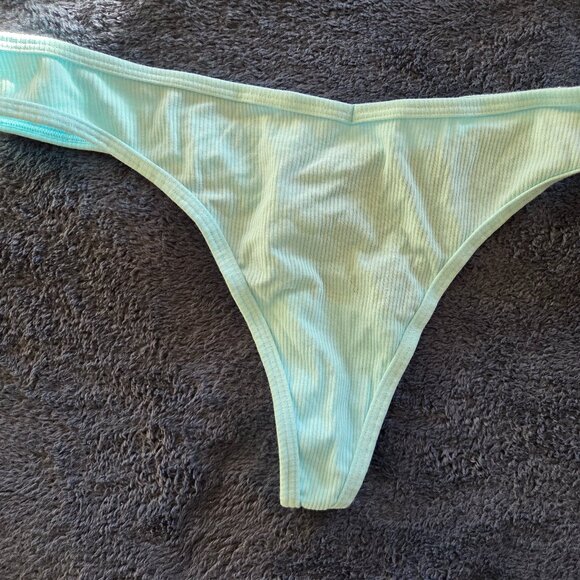 Victoria's Secret Pink! light Green ribbed cotton thong panties size XXL - Picture 1 of 3